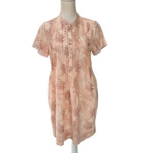 Faherty Gemina Peach Palm Print Dress Linen Blend Size Small